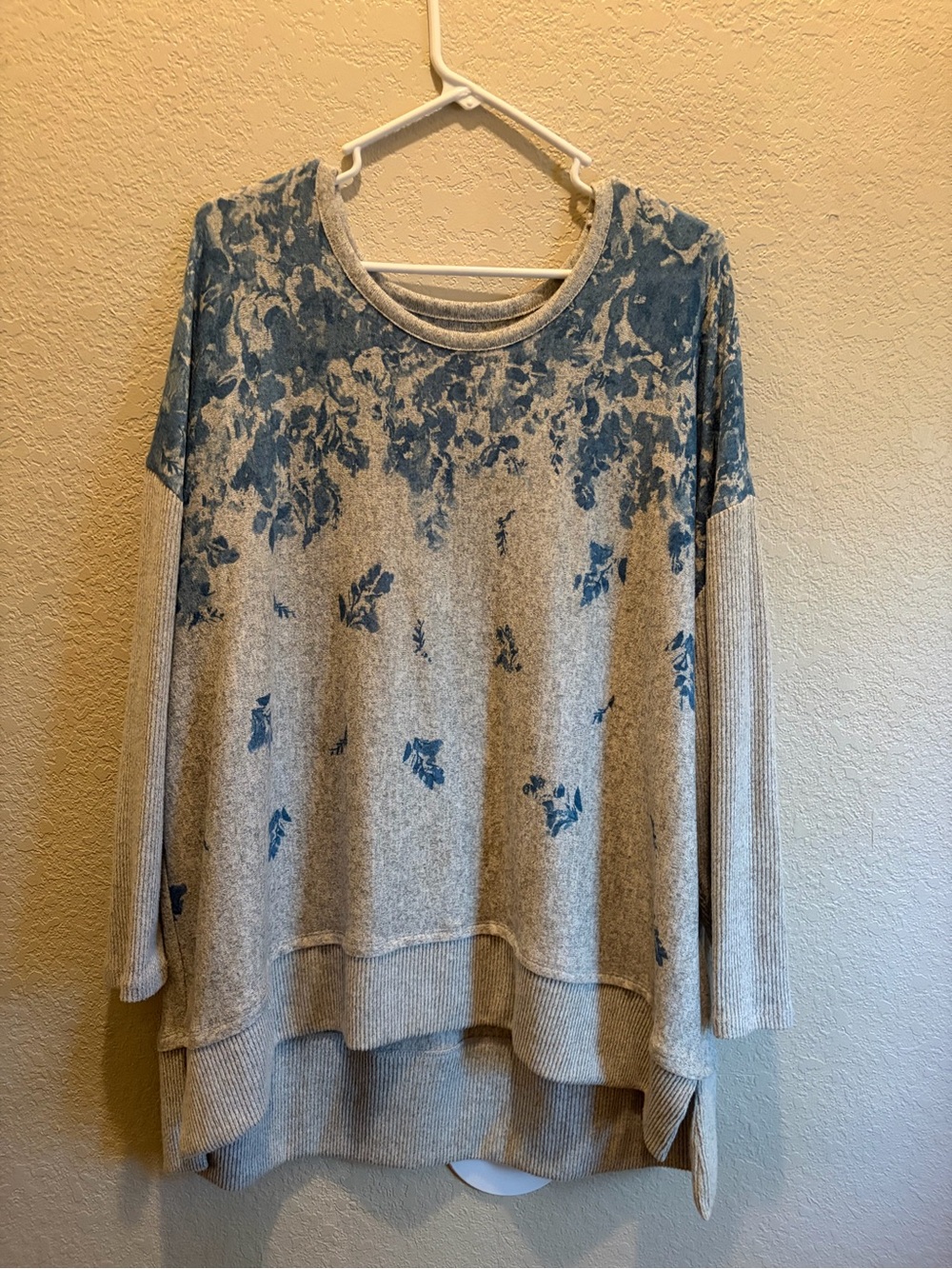 Cupio Blue Floral Scoop Neck Sweater